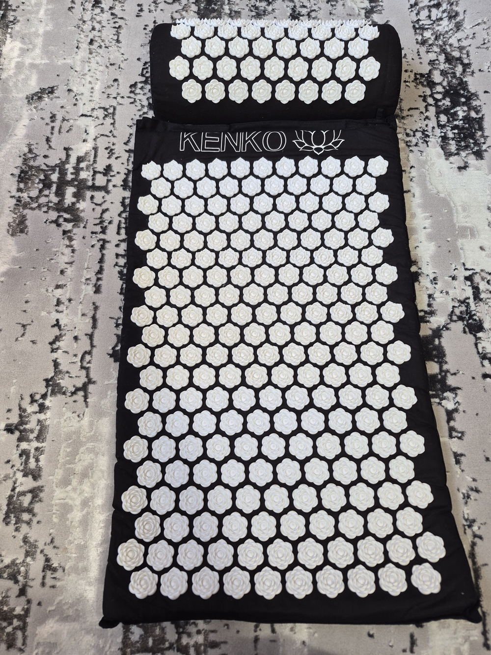 Kenko Large Memory Foam Acupressure Mat Pillow Set - Black New